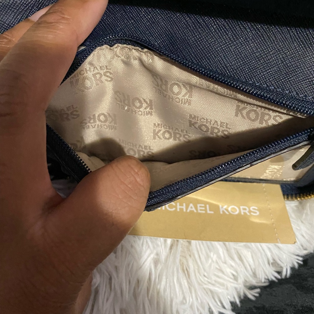 Michael Kors Blue Pebbled Leather Clutch - Picture 5 of 6